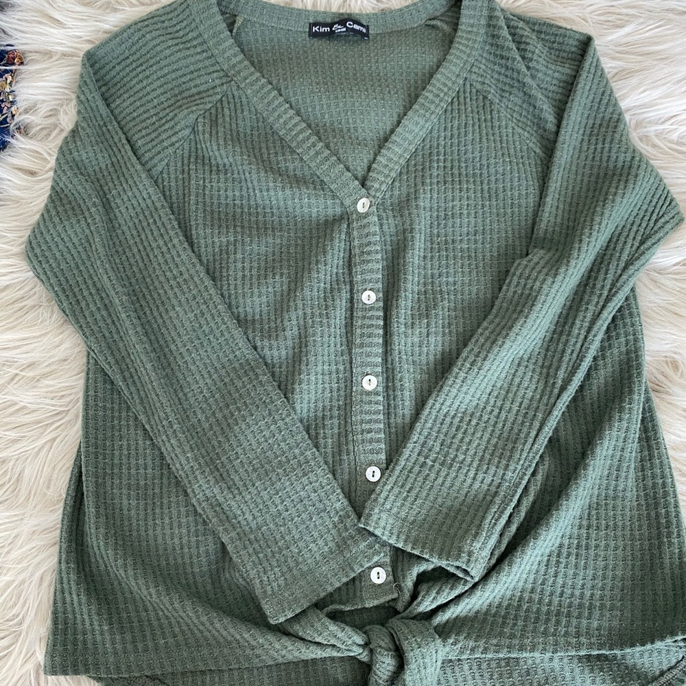 NWOT Tie Front Button Down Top